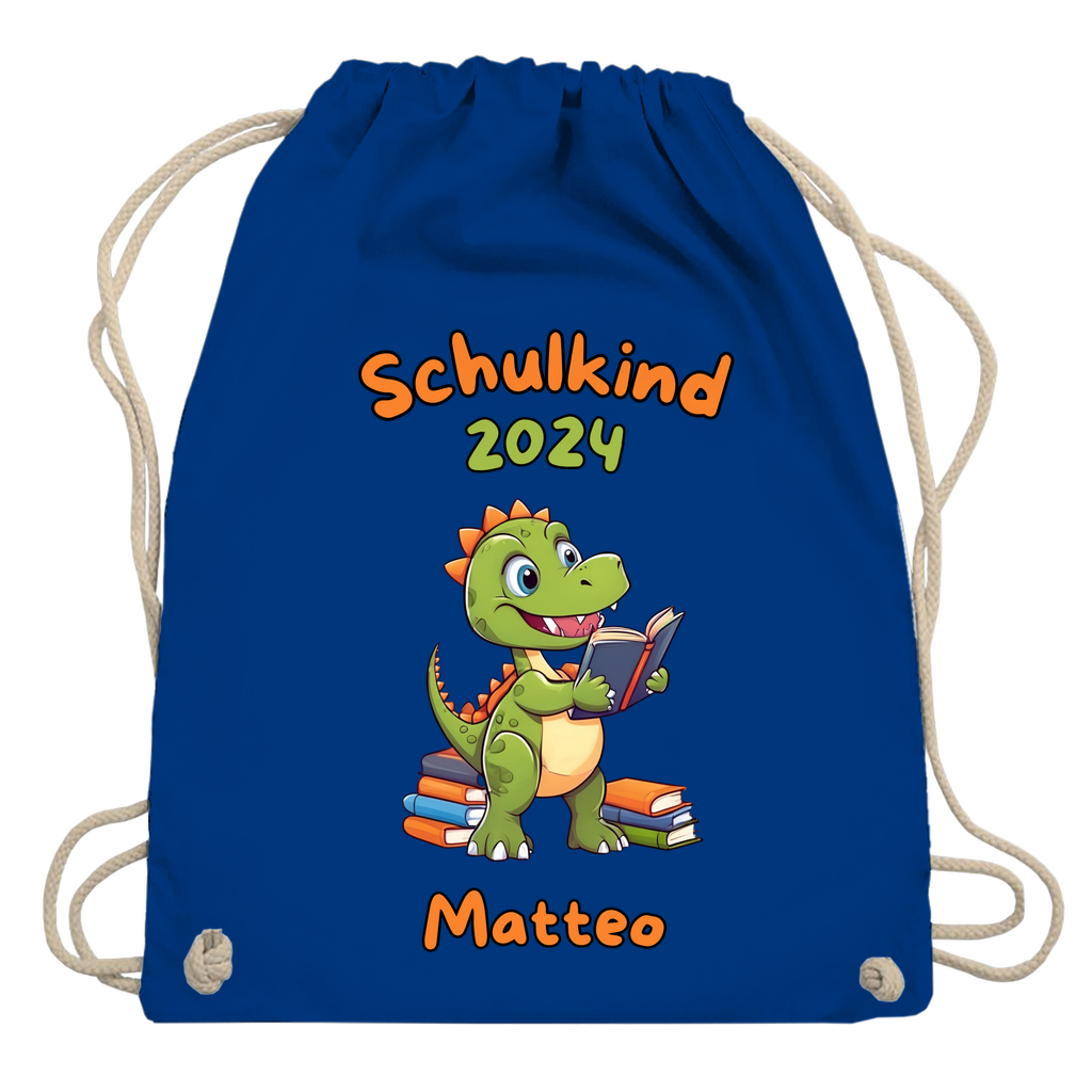 Sportbeutel Schule personalisiert Dinosaurier Junge Turnbeutel 37x46 cm