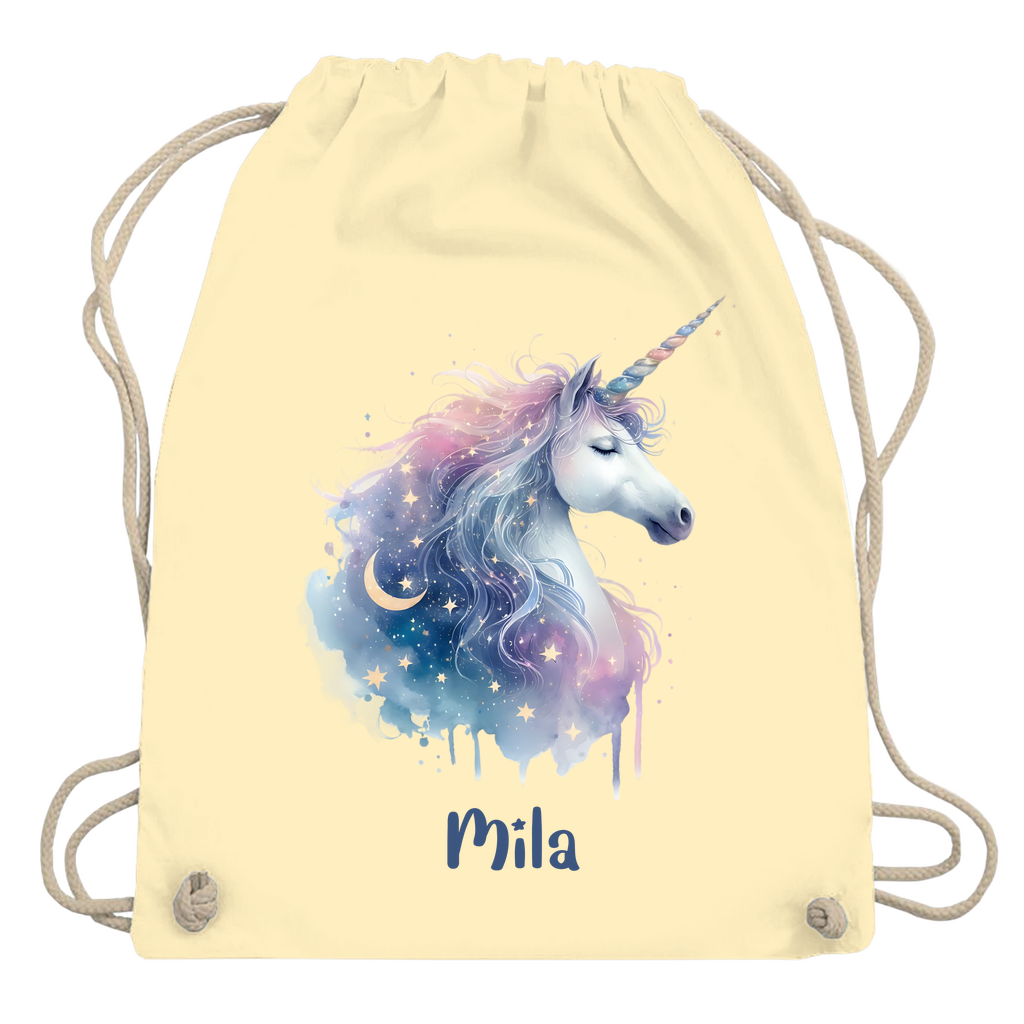 Turnbeutel Einhorn personalisiert mit Wunschname Geschenk Geburtstag