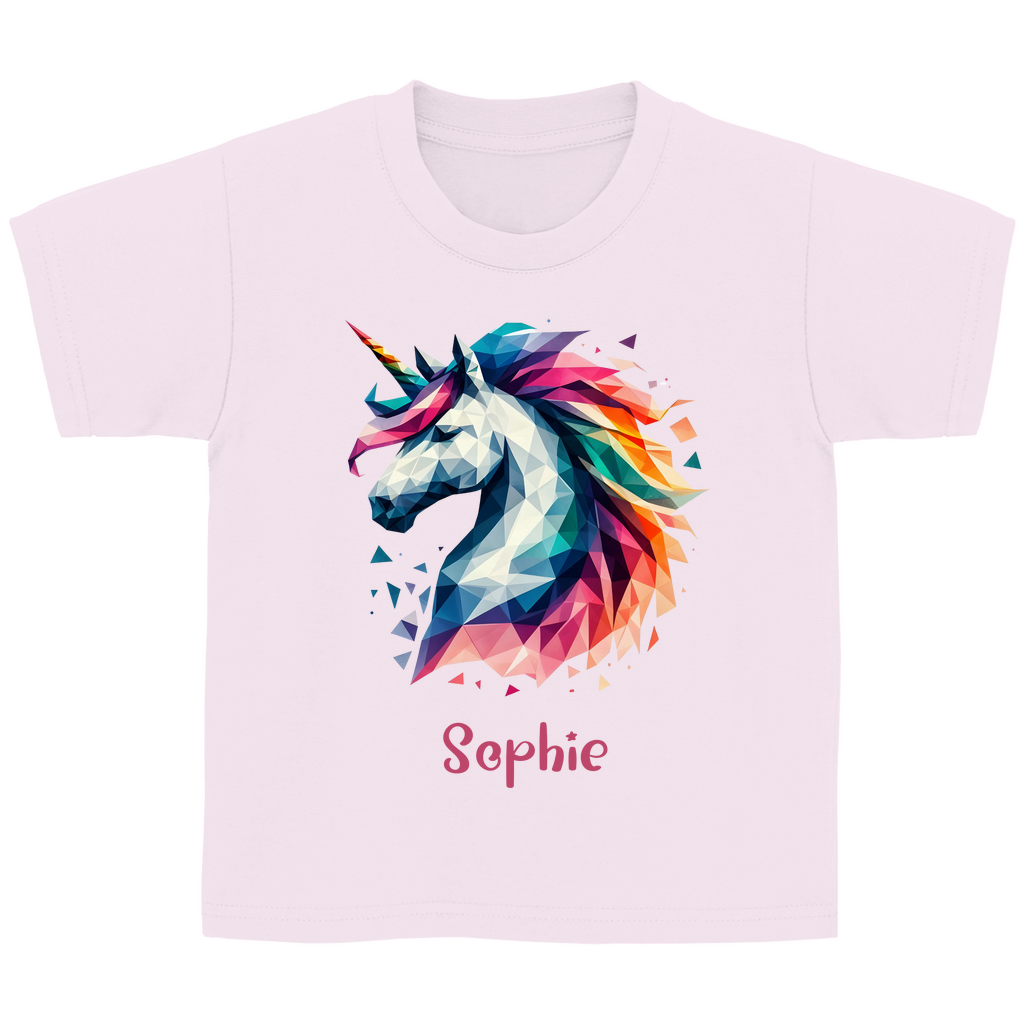 Kinder Basic T-Shirt Einhorn personalisiert mit Wunschname Geschenk Geburtstag