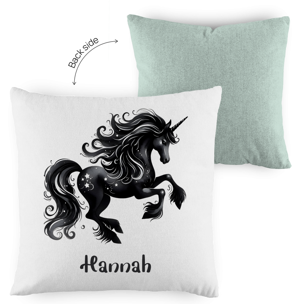 Kopfkissen Einhorn personalisiert mit Wunschname 40x40 cm mit Füllung zweifarbig