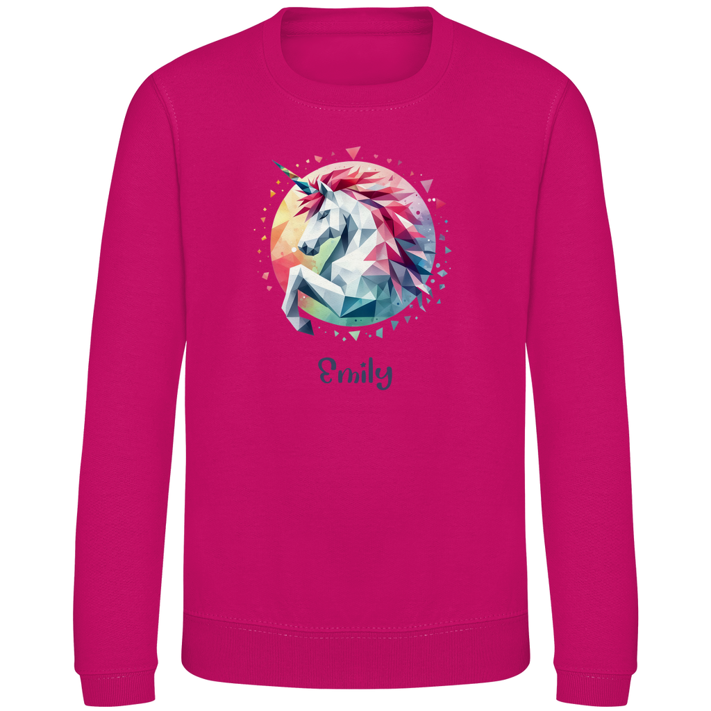 Kinder Sweatshirt Einhorn personalisiert mit Wunschname Geschenk Geburtstag