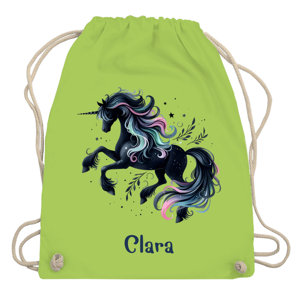 Turnbeutel Einhorn personalisiert mit Wunschname Geschenk Geburtstag