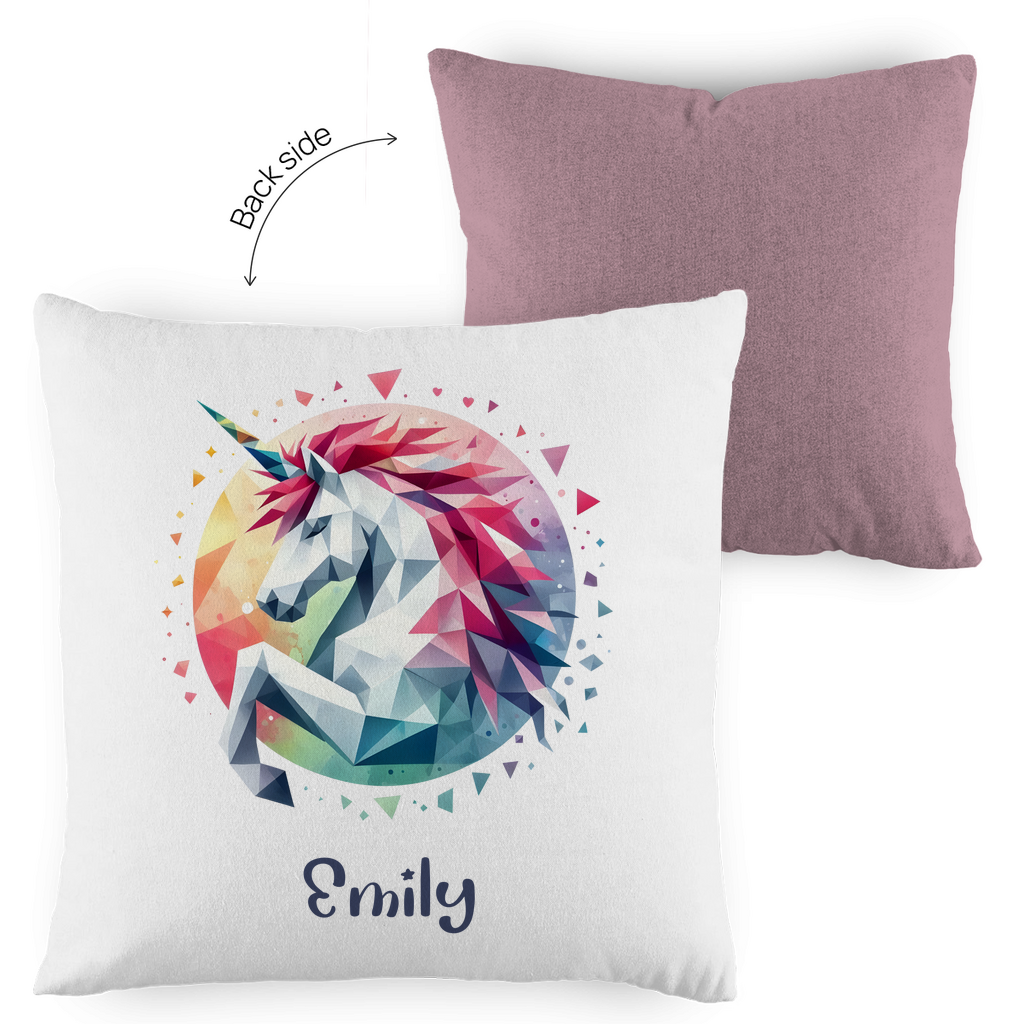 Kopfkissen Einhorn personalisiert mit Wunschname 40x40 cm mit Füllung zweifarbig