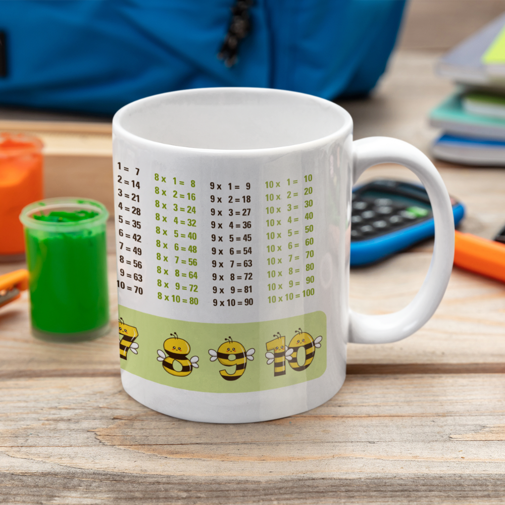 Lerntasse Mathe 1x1 Bienen Zahlen Tasse Lernhilfe Schulkind Junge Mädchen