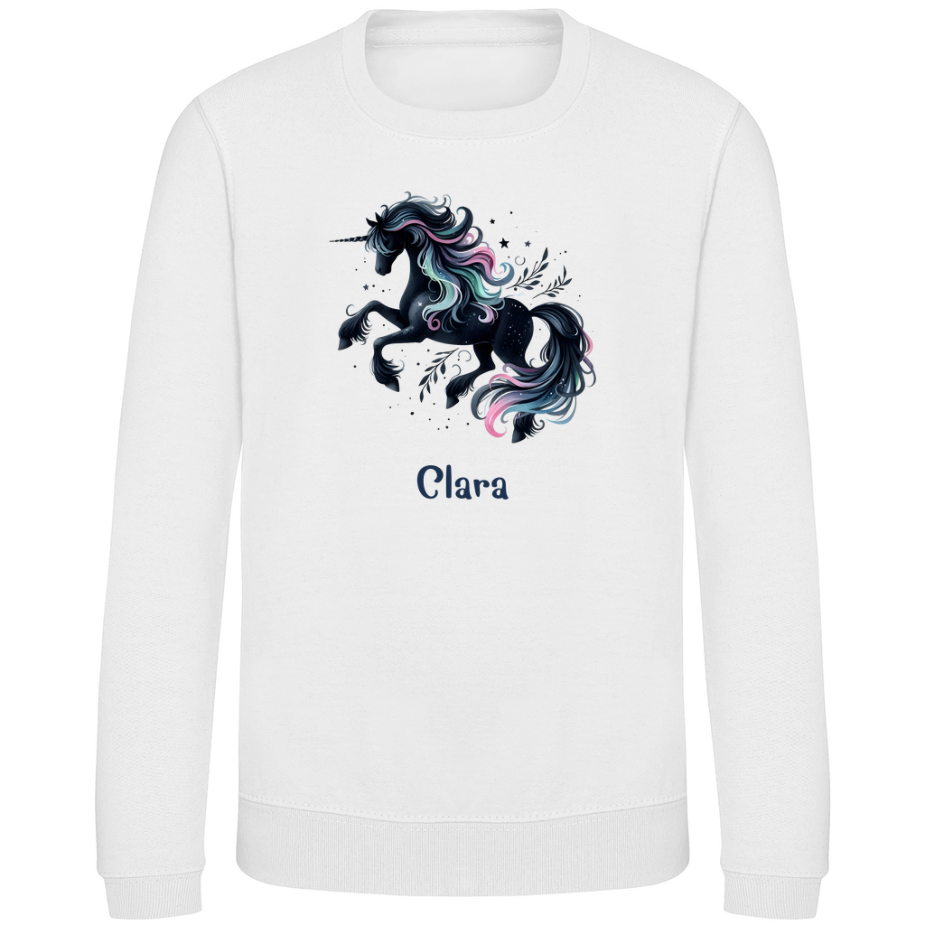 Kinder Sweatshirt Einhorn personalisiert mit Wunschname Geschenk Geburtstag
