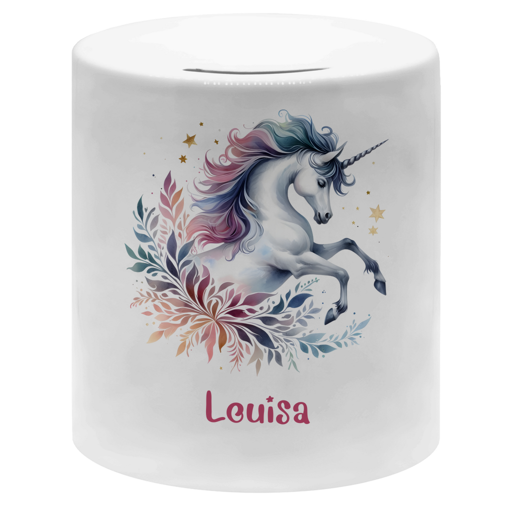 Spardose für Kinder Einhorn personalisiert mit Wunschname Geschenk Geburtstag
