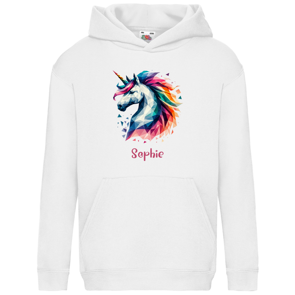 Kids Basic Bio Hoodie Einhorn personalisiert mit Wunschname Geschenk Geburtstag