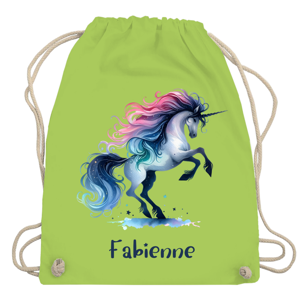 Turnbeutel Einhorn personalisiert mit Wunschname Geschenk Geburtstag