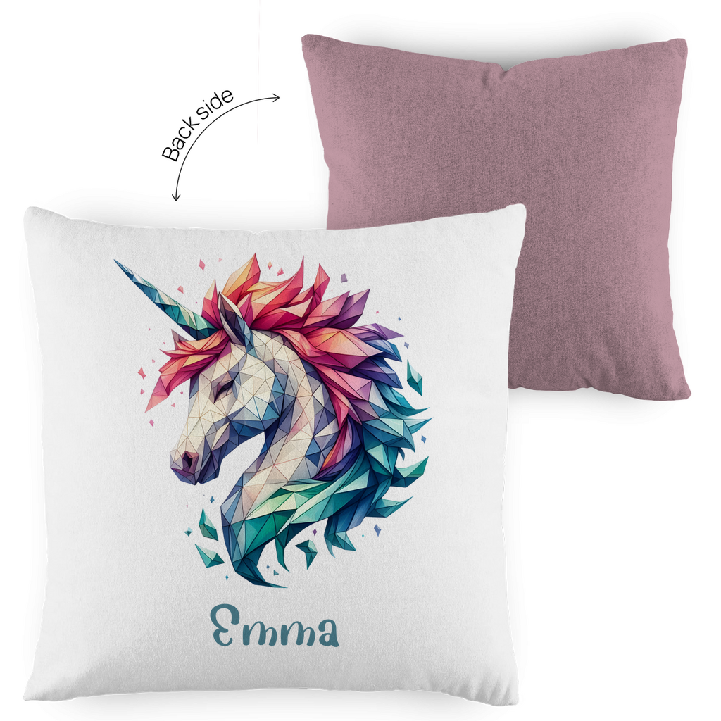 Kopfkissen Einhorn personalisiert mit Wunschname 40x40 cm mit Füllung zweifarbig