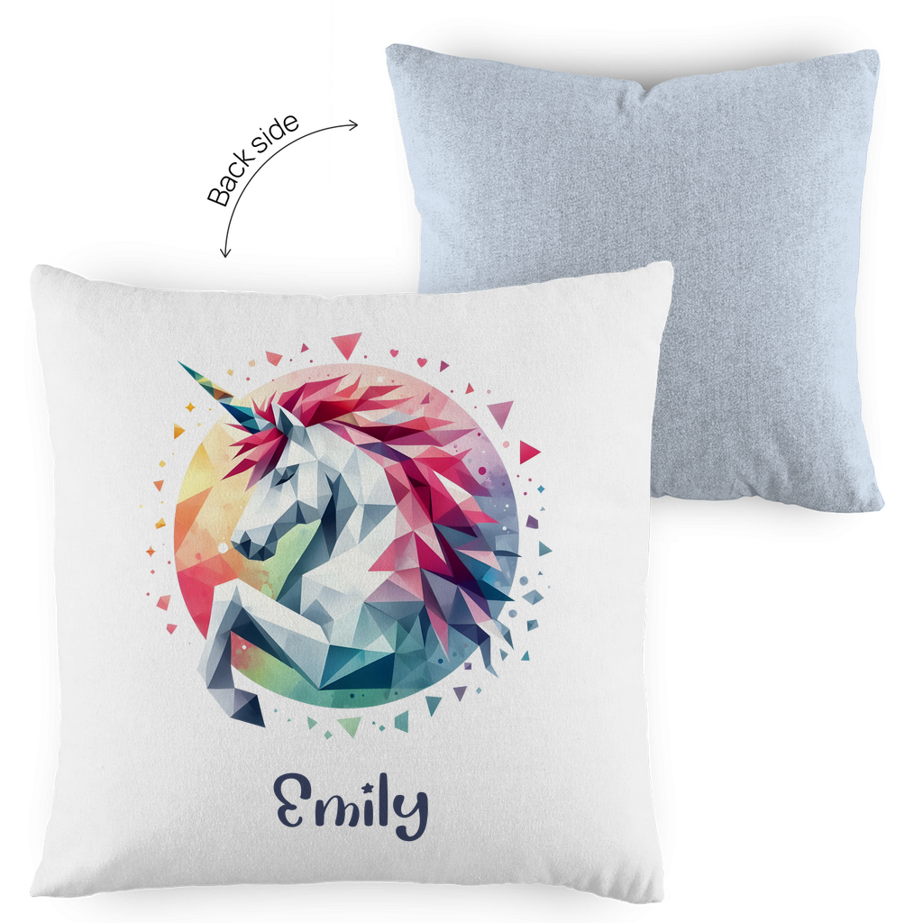 Kopfkissen Einhorn personalisiert mit Wunschname 40x40 cm mit Füllung zweifarbig
