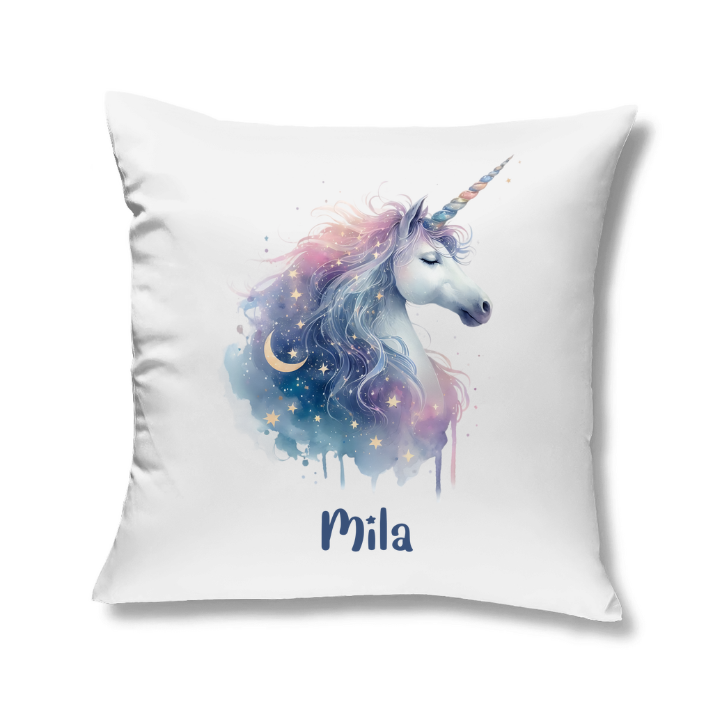 Kopfkissen Einhorn personalisiert mit Wunschname 40x40 cm mit Füllung weiss