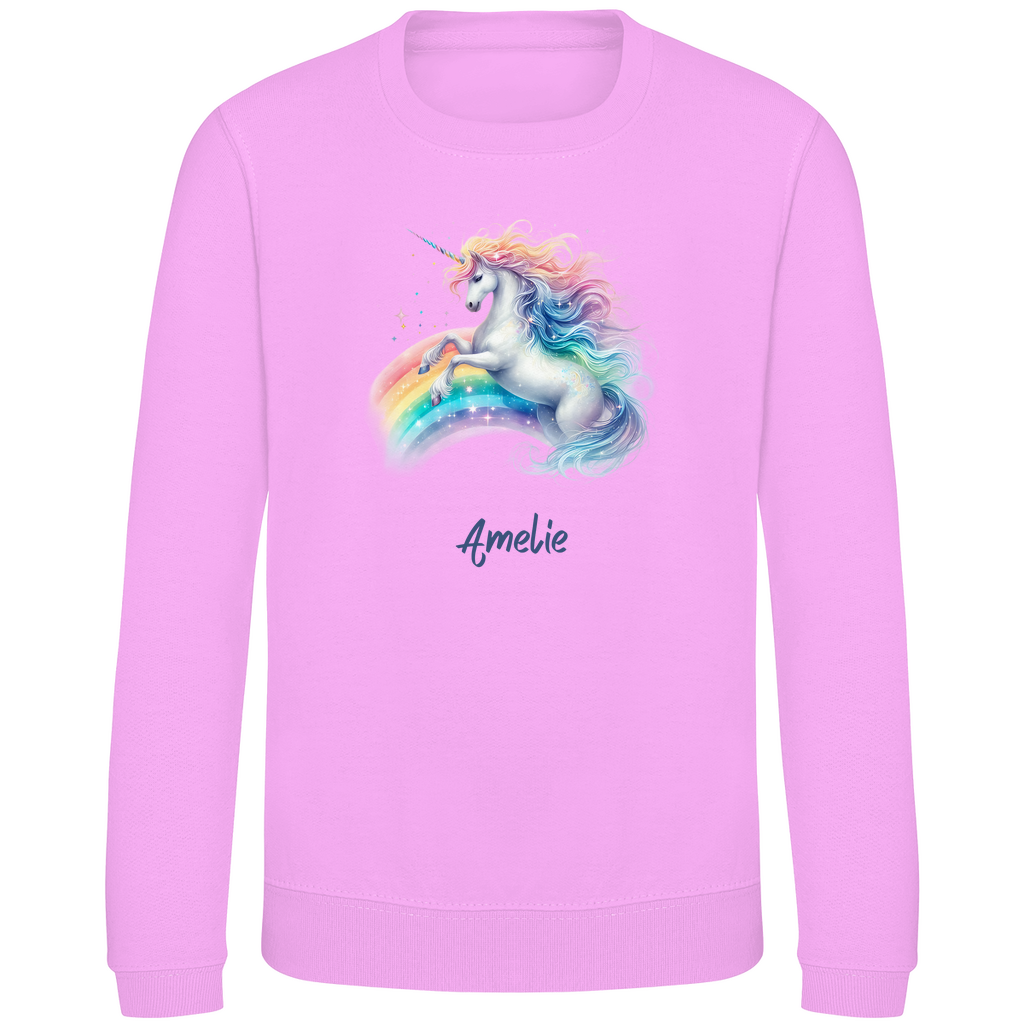 Kinder Sweatshirt Einhorn personalisiert mit Wunschname Geschenk Geburtstag