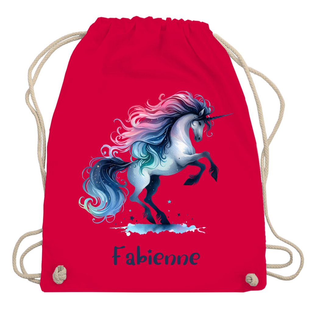 Turnbeutel Einhorn personalisiert mit Wunschname Geschenk Geburtstag