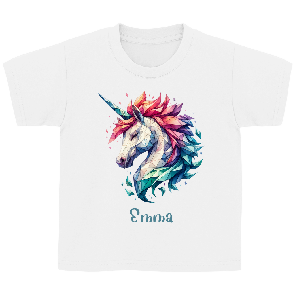 Kinder Basic T-Shirt Einhorn personalisiert mit Wunschname Geschenk Geburtstag