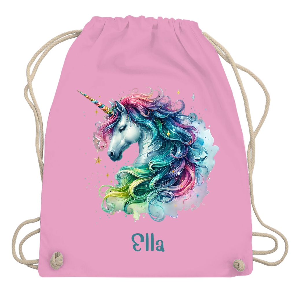 Turnbeutel Einhorn personalisiert mit Wunschname Geschenk Geburtstag