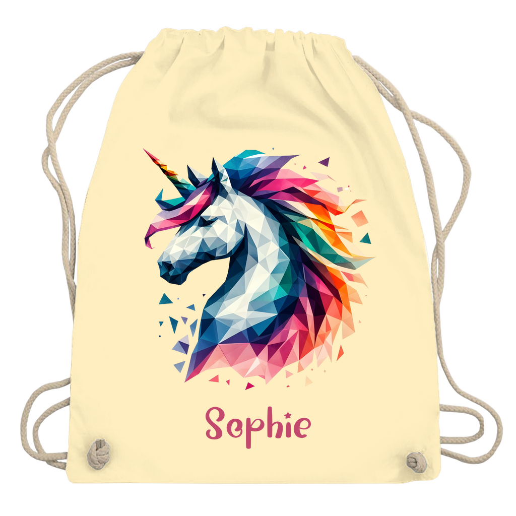 Turnbeutel Einhorn personalisiert mit Wunschname Geschenk Geburtstag