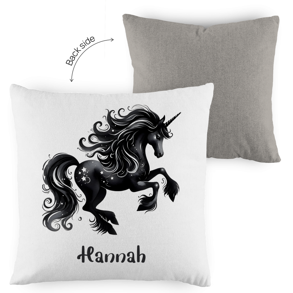 Kopfkissen Einhorn personalisiert mit Wunschname 40x40 cm mit Füllung zweifarbig