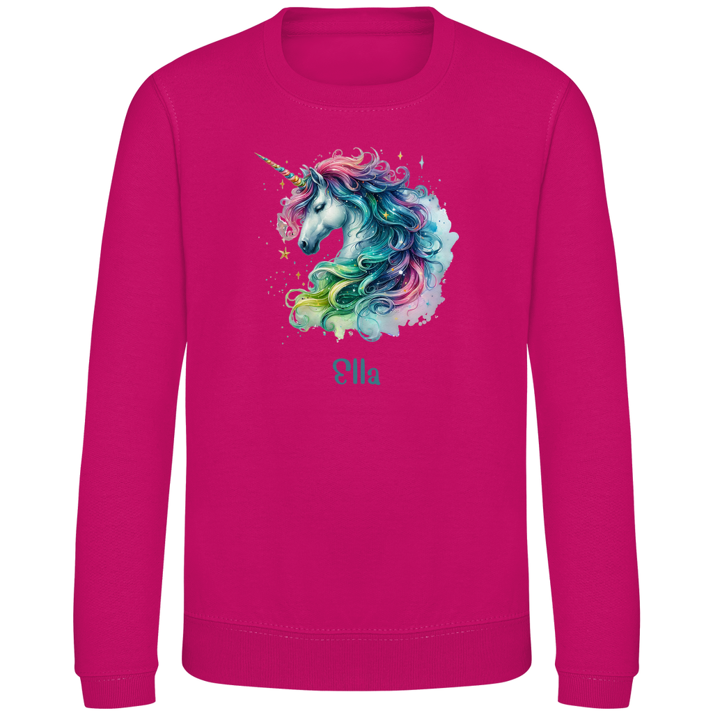 Kinder Sweatshirt Einhorn personalisiert mit Wunschname Geschenk Geburtstag