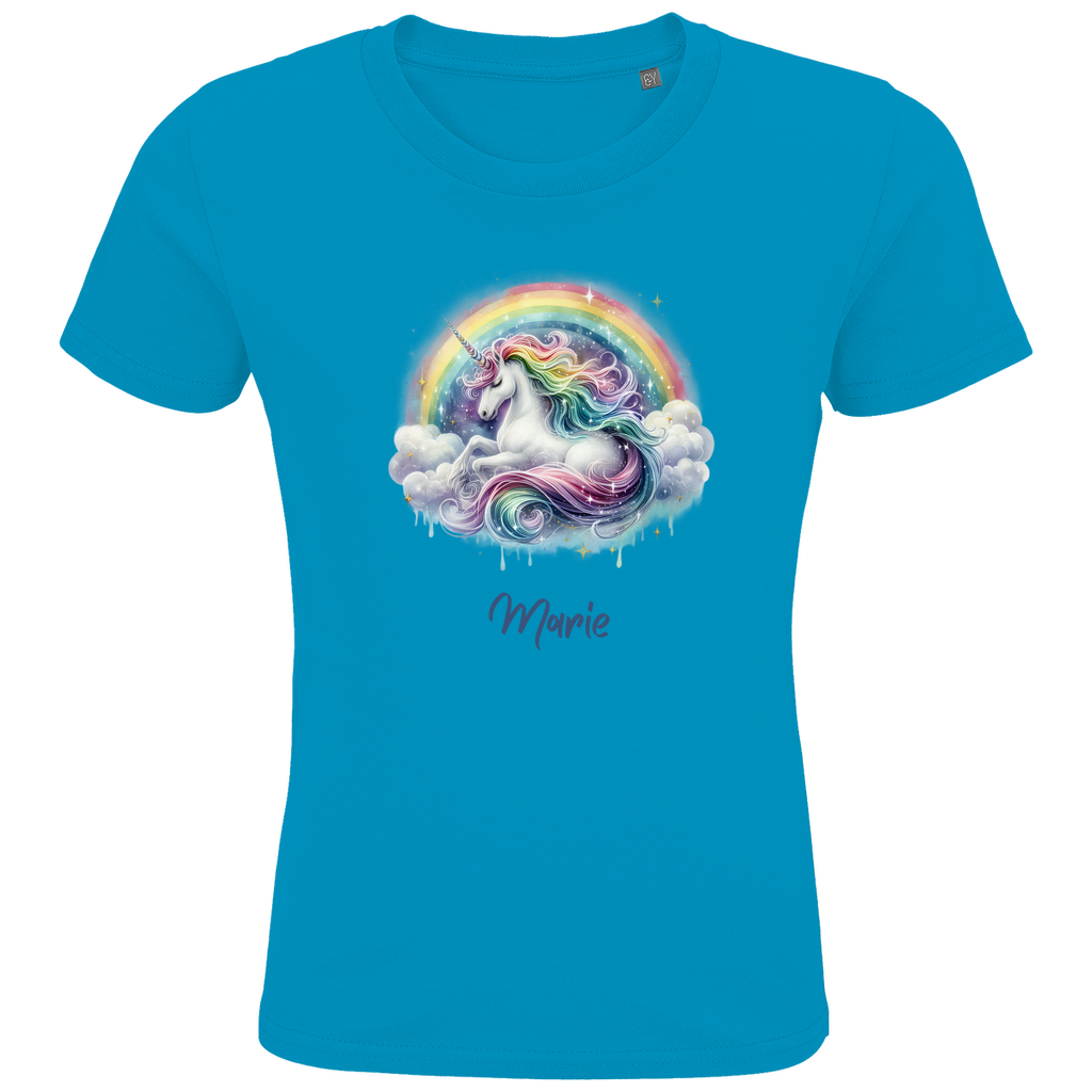 Kids Premium Bio T-Shirt Einhorn personalisiert mit Wunschname Geschenk Geburtstag