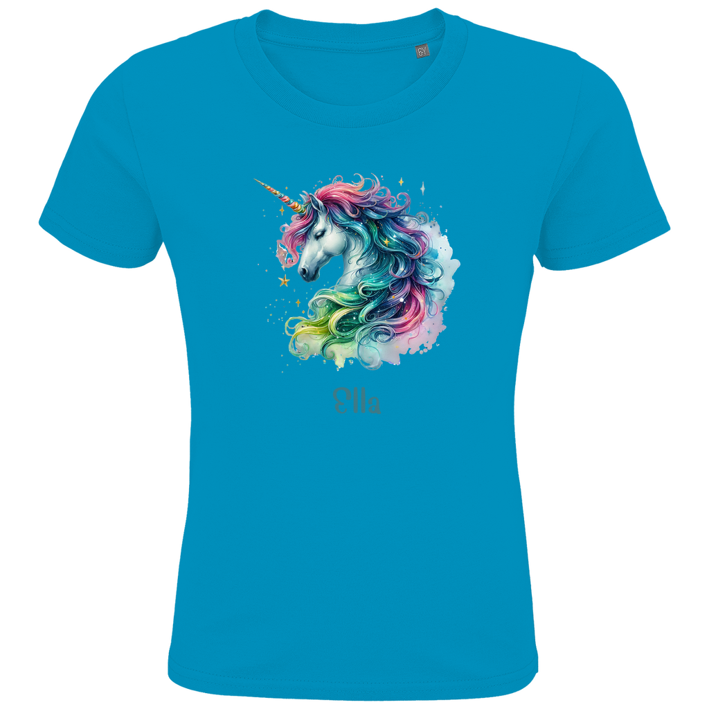 Kids Premium Bio T-Shirt Einhorn personalisiert mit Wunschname Geschenk Geburtstag