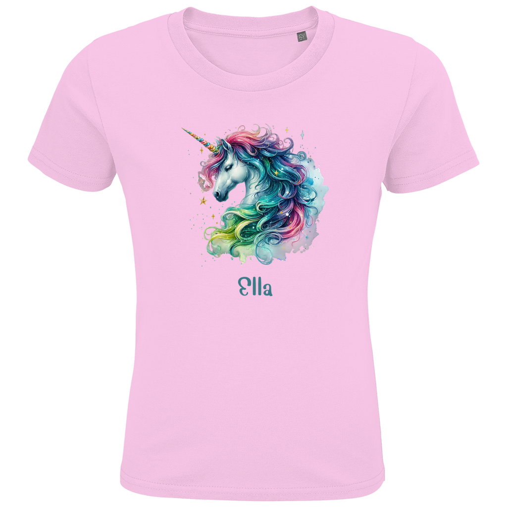 Kids Premium Bio T-Shirt Einhorn personalisiert mit Wunschname Geschenk Geburtstag