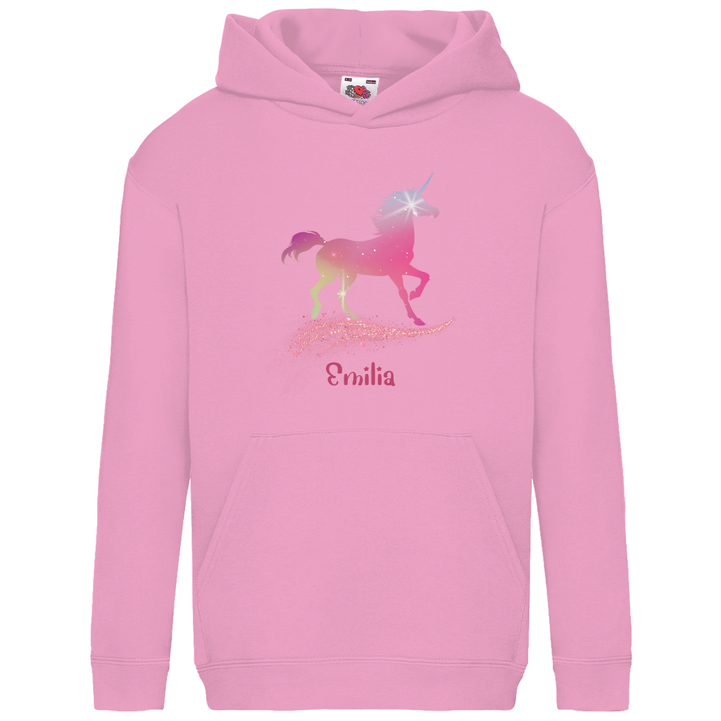 Kids Basic Bio Hoodie Einhorn personalisiert mit Wunschname Geschenk Geburtstag