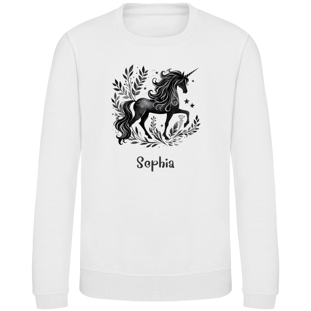 Kinder Sweatshirt Einhorn personalisiert mit Wunschname Geschenk Geburtstag