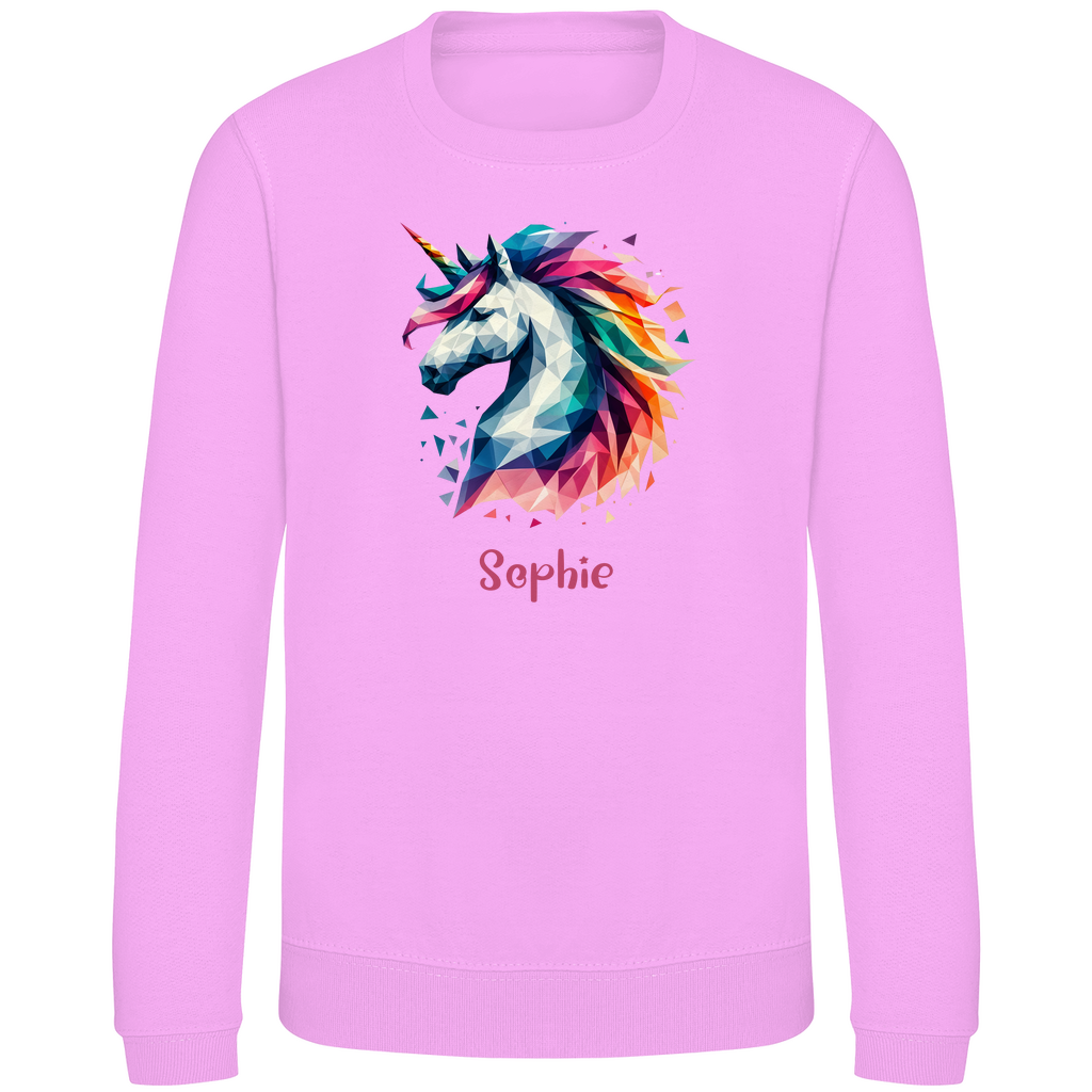 Kinder Sweatshirt Einhorn personalisiert mit Wunschname Geschenk Geburtstag