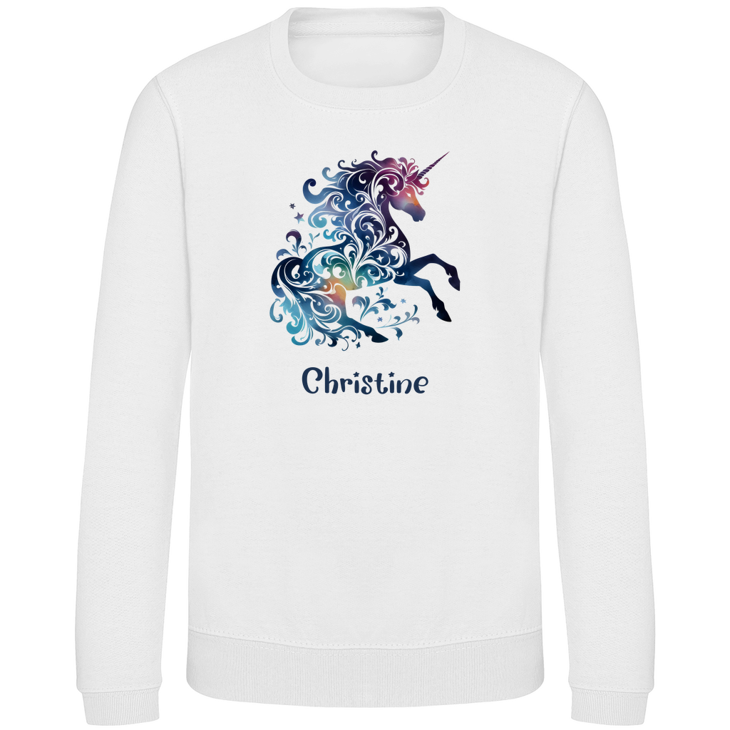 Kinder Sweatshirt Einhorn personalisiert mit Wunschname Geschenk Geburtstag