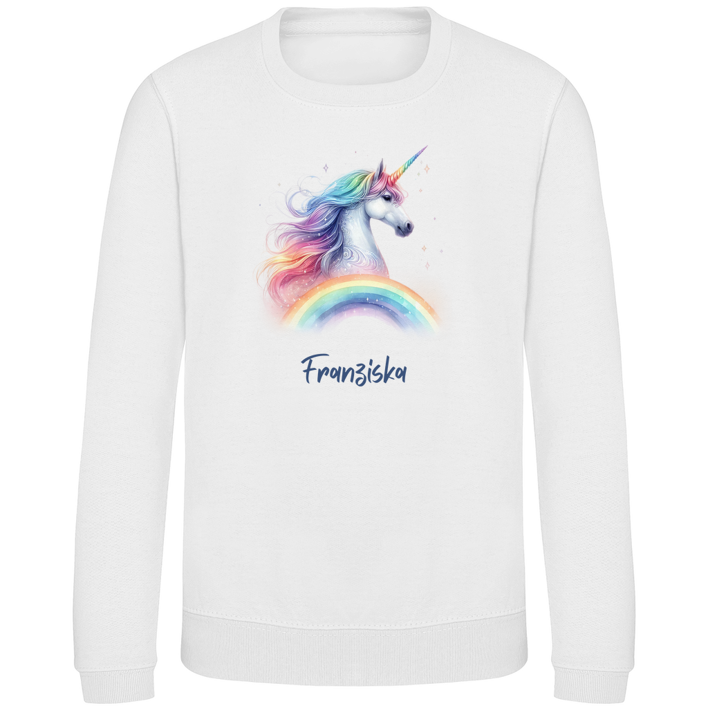 Kinder Sweatshirt Einhorn personalisiert mit Wunschname Geschenk Geburtstag