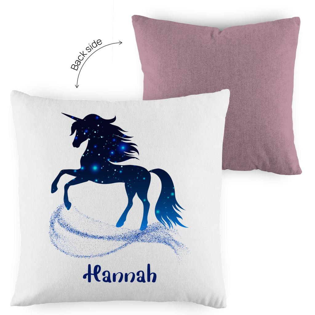 Kopfkissen Einhorn personalisiert mit Wunschname 40x40 cm mit Füllung zweifarbig