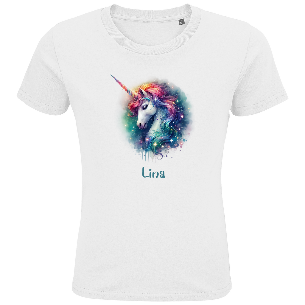 Kids Premium Bio T-Shirt Einhorn personalisiert mit Wunschname Geschenk Geburtstag