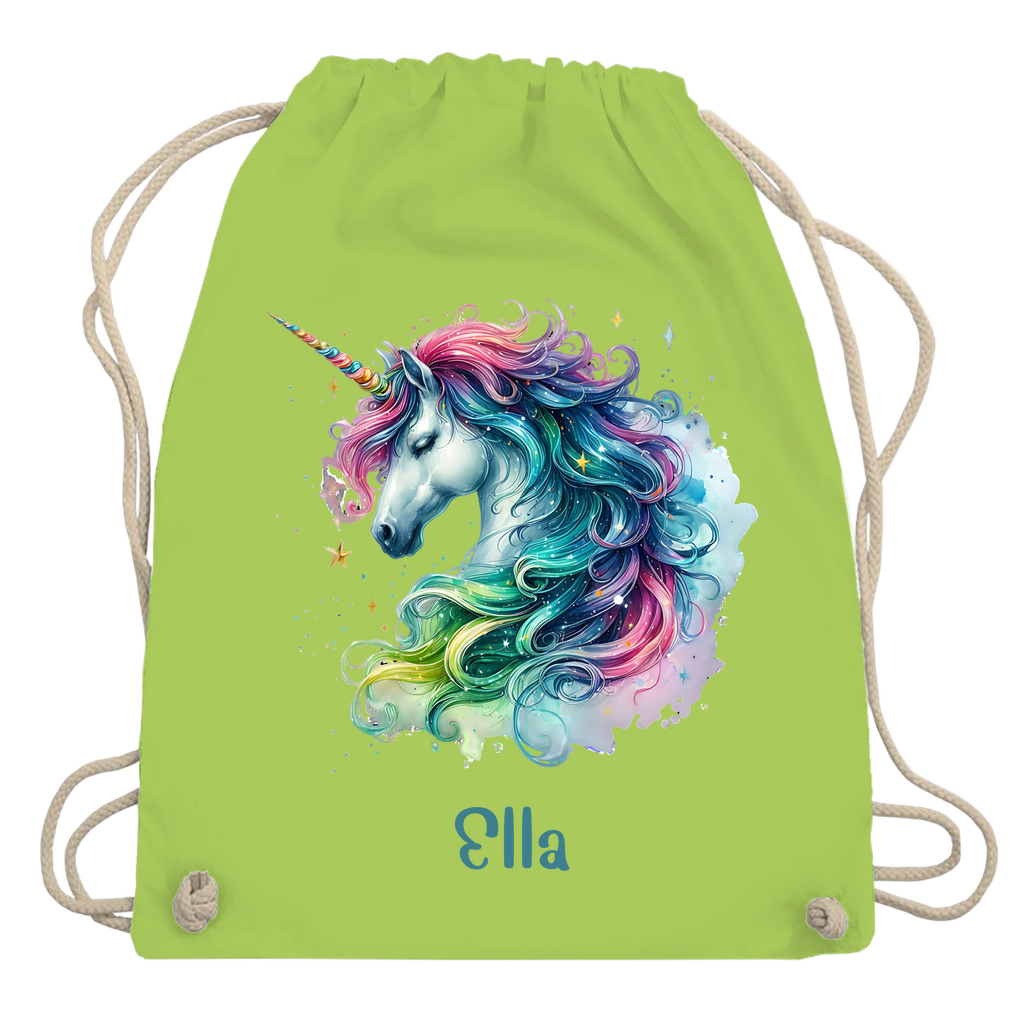 Turnbeutel Einhorn personalisiert mit Wunschname Geschenk Geburtstag