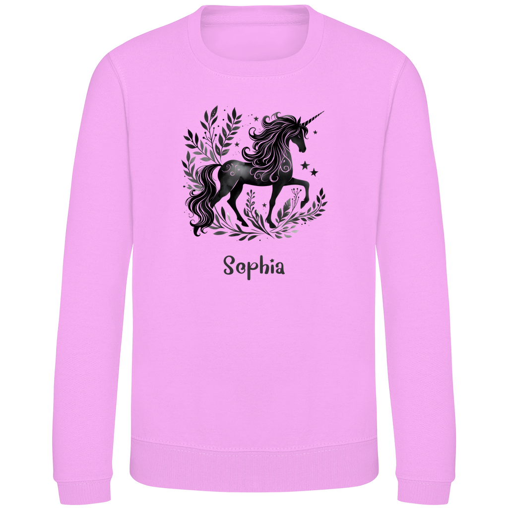 Kinder Sweatshirt Einhorn personalisiert mit Wunschname Geschenk Geburtstag