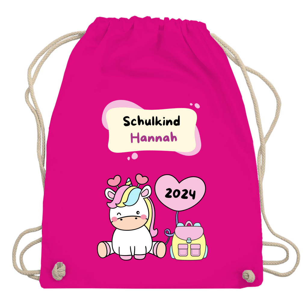 Sportbeutel Schule personalisiert Einhorn Mädchen Turnbeutel 37x46 cm