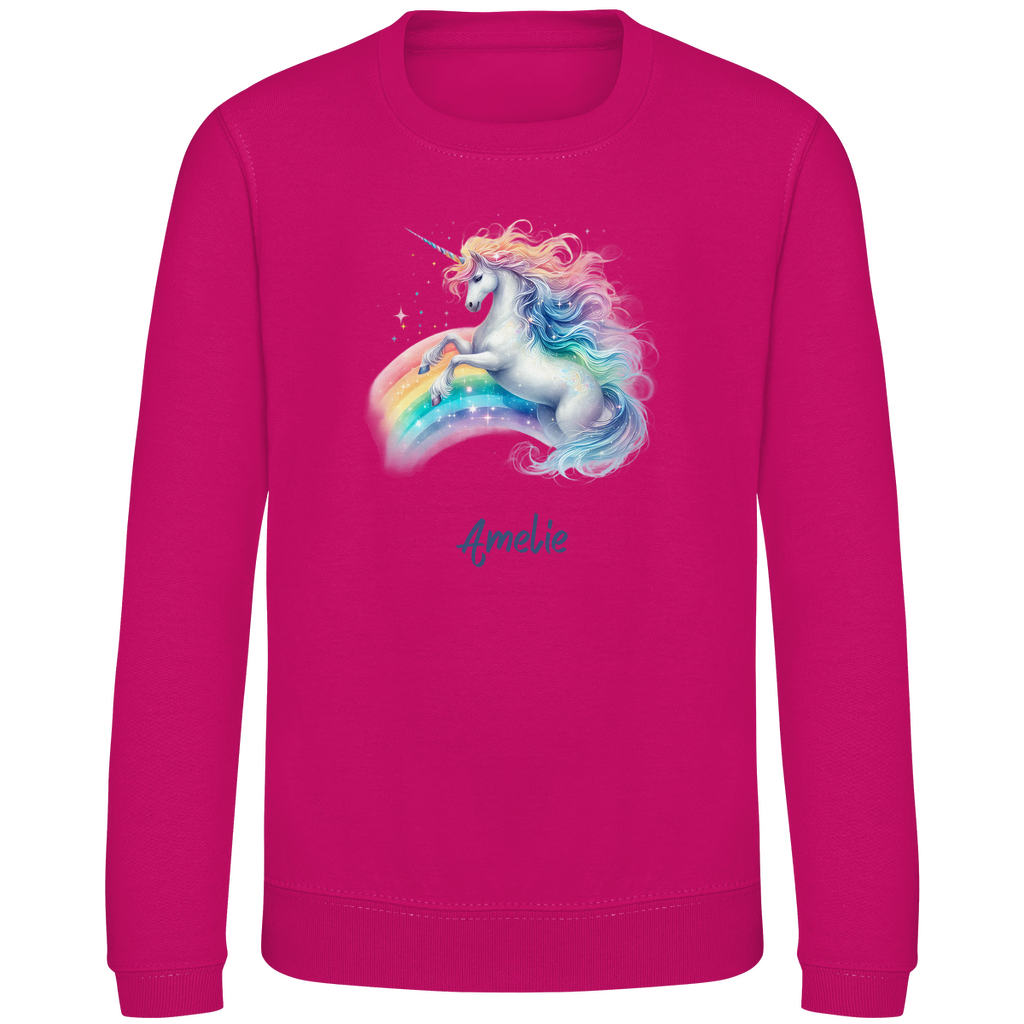 Kinder Sweatshirt Einhorn personalisiert mit Wunschname Geschenk Geburtstag