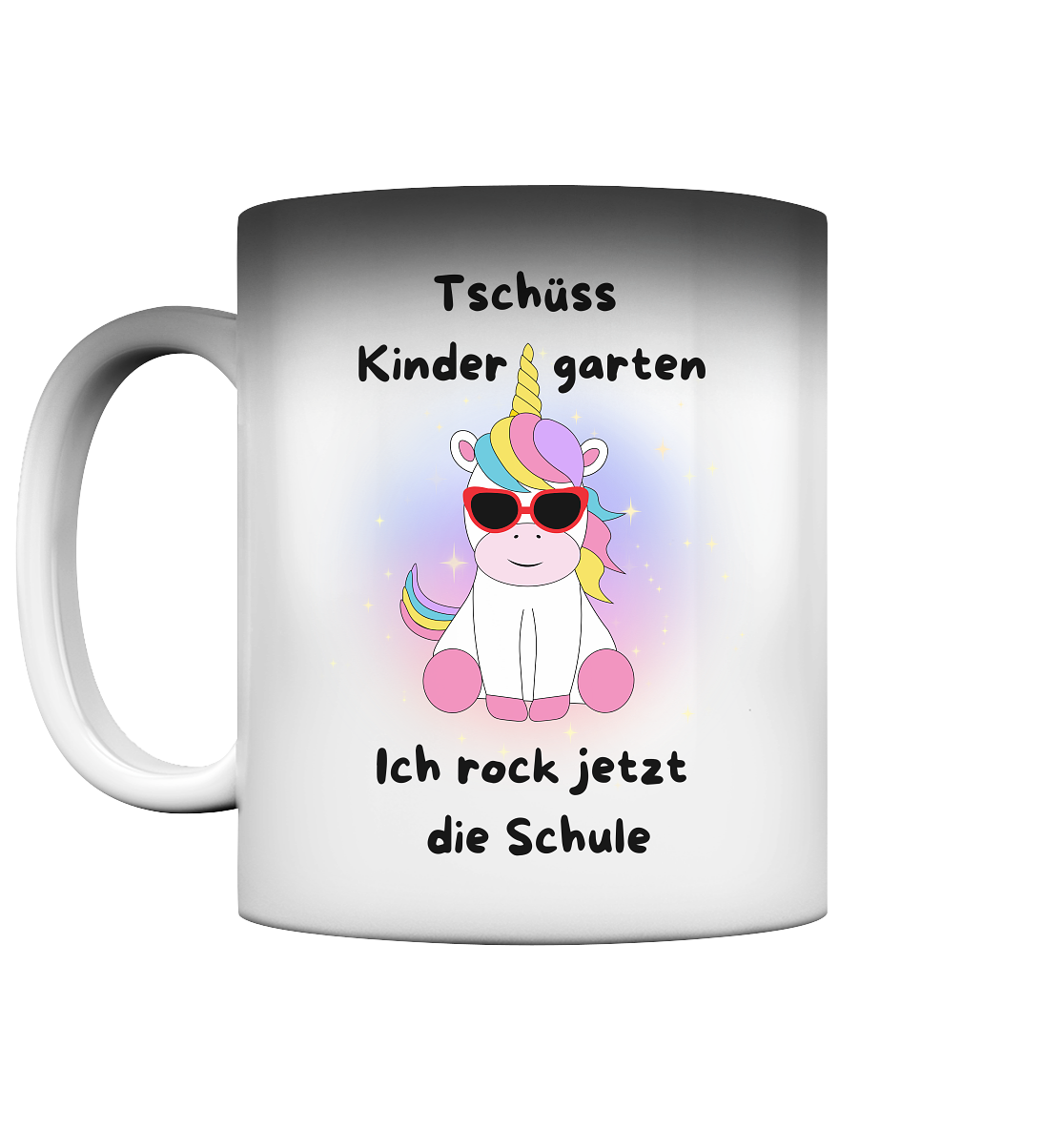 Tasse Schulanfang 2024 Einhorn rockt die Schule Mädchen Zaubertasse