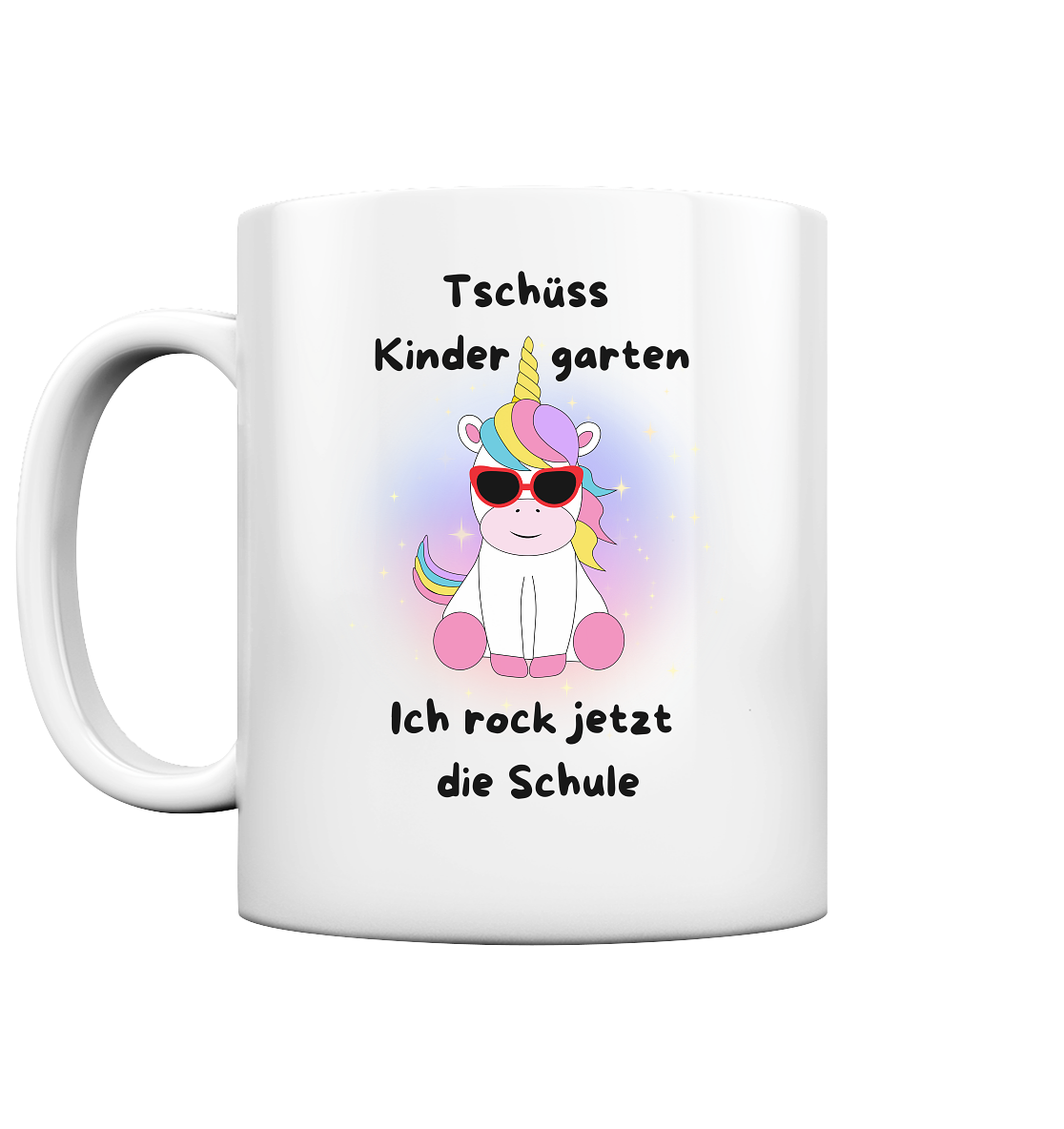 Tasse Schulanfang 2024 Einhorn rockt die Schule Mädchen Tasse weiß