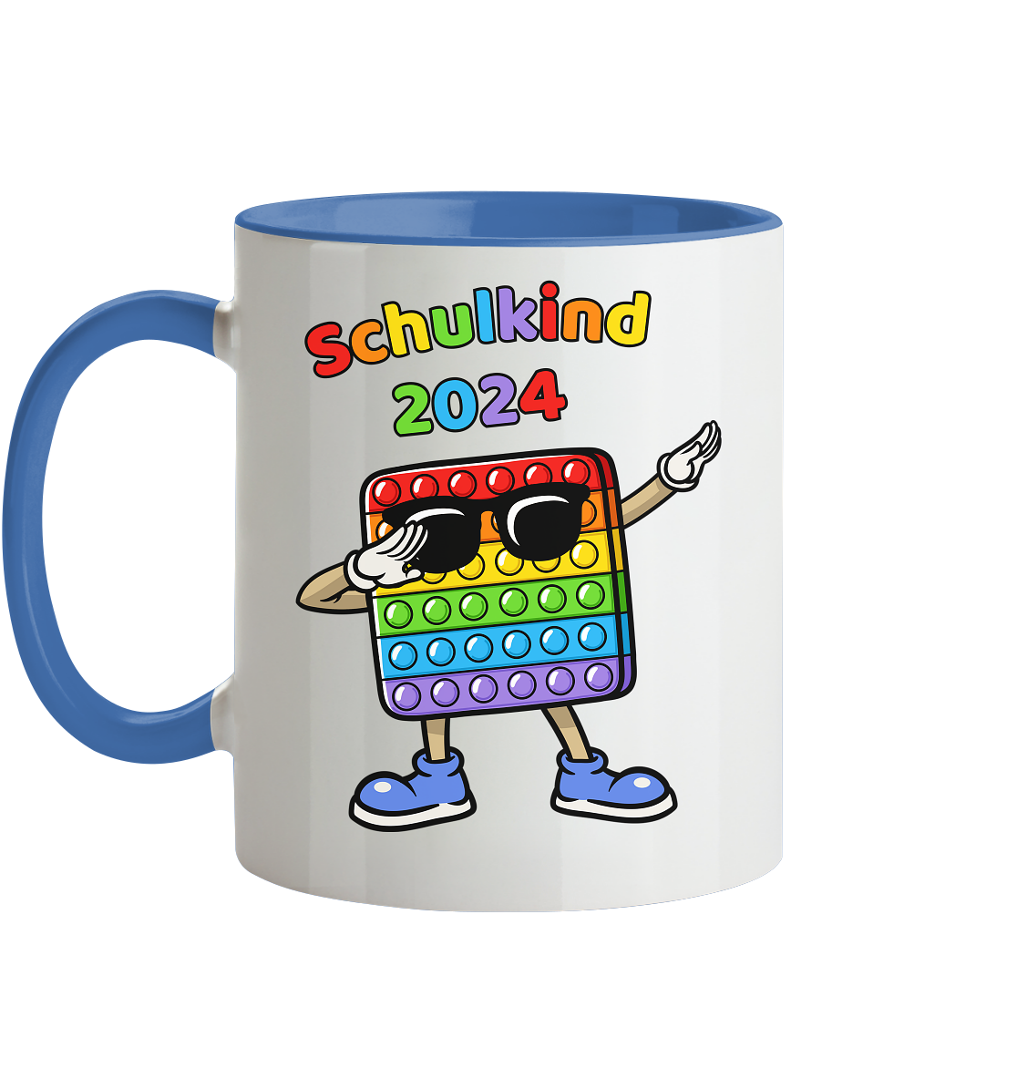 Tasse Schulanfang Pop it Schulkind 2024 Einschulung Junge Mädchen zweifarbig