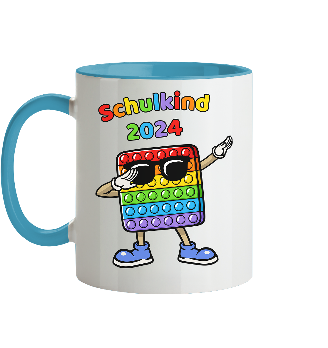 Tasse Schulanfang Pop it Schulkind 2024 Einschulung Junge Mädchen zweifarbig