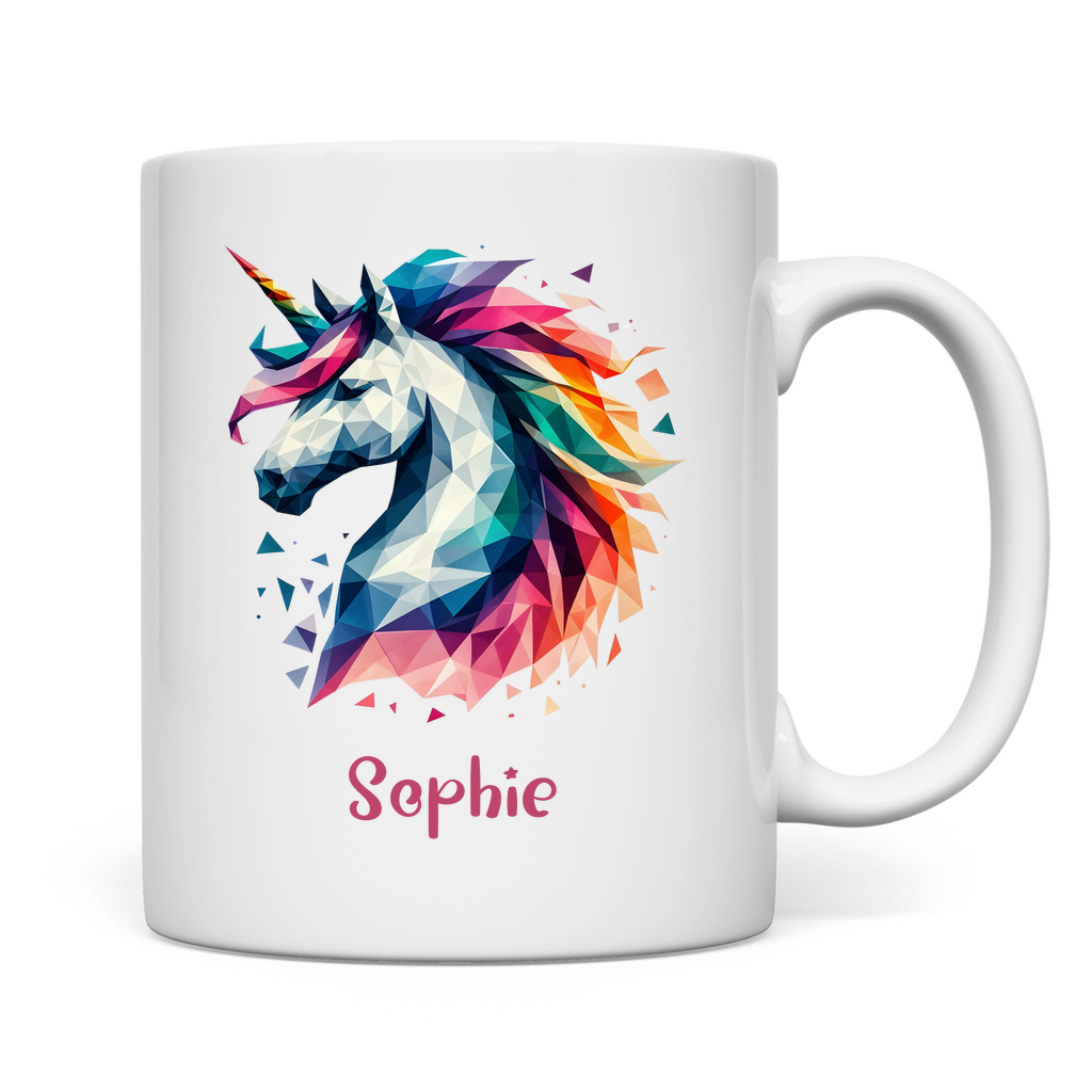 Tasse weiß Einhorn personalisiert mit Wunschname Geschenk Geburtstag