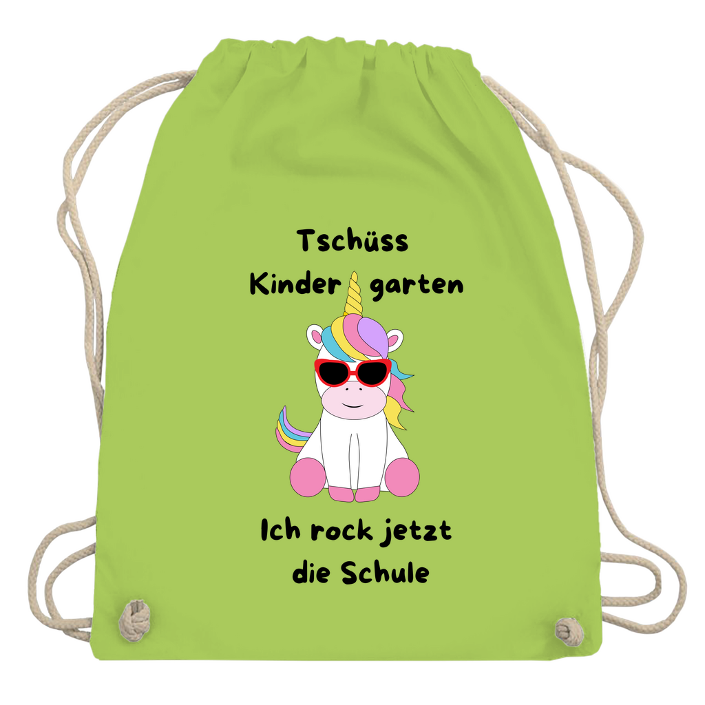 Sportbeutel Schule Einhorn Tschüss Kindergarten Mädchen Turnbeutel 37x46 cm