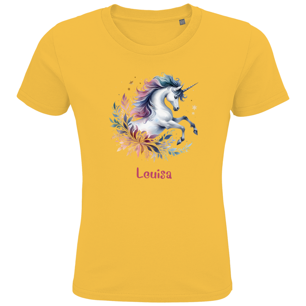 Kids Premium Bio T-Shirt Einhorn personalisiert mit Wunschname Geschenk Geburtstag