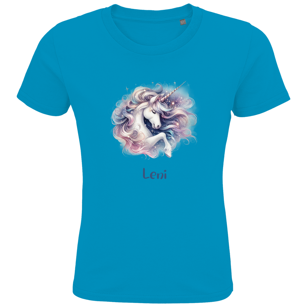 Kids Premium Bio T-Shirt Einhorn personalisiert mit Wunschname Geschenk Geburtstag