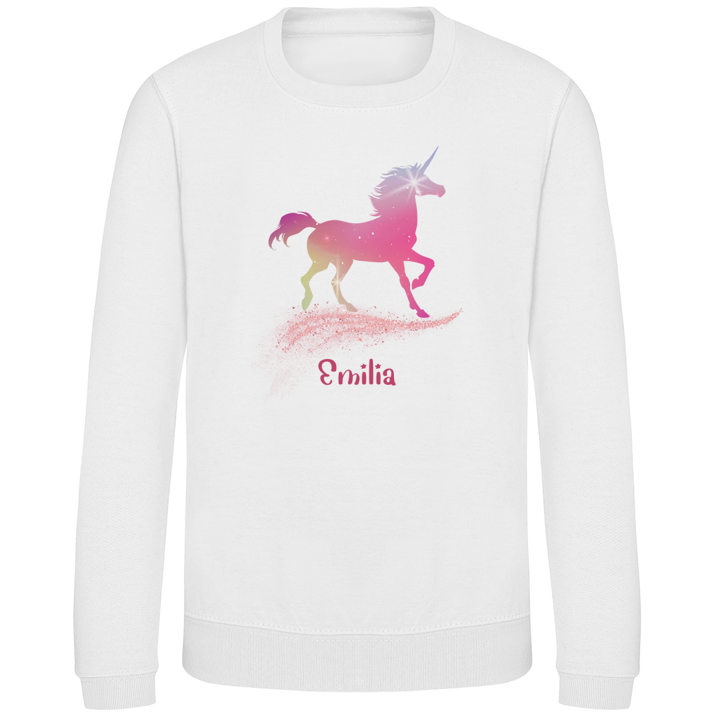 Kinder Sweatshirt Einhorn personalisiert mit Wunschname Geschenk Geburtstag