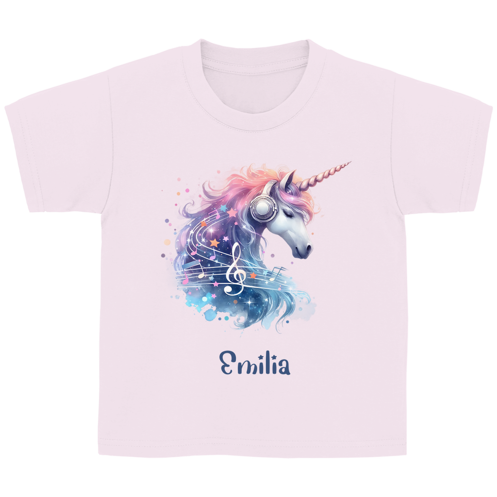 Kinder Basic T-Shirt Einhorn personalisiert mit Wunschname Geschenk Geburtstag