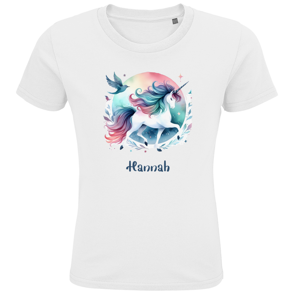 Kids Premium Bio T-Shirt Einhorn personalisiert mit Wunschname Geschenk Geburtstag