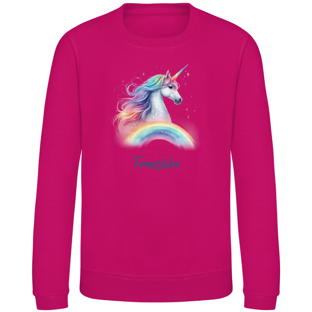 Kinder Sweatshirt Einhorn personalisiert mit Wunschname Geschenk Geburtstag