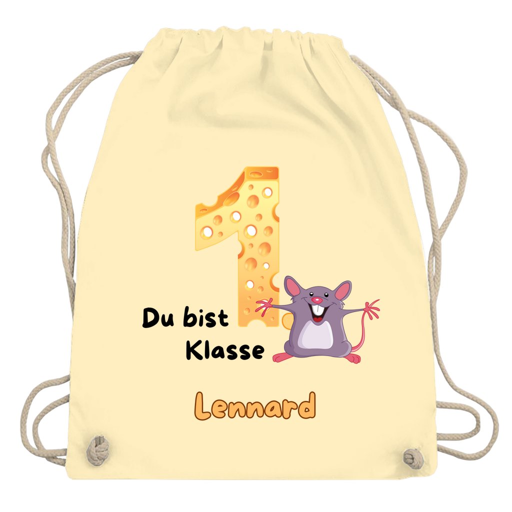 Sportbeutel Schule personalisiert Maus Mädchen Junge Turnbeutel 37x46 cm