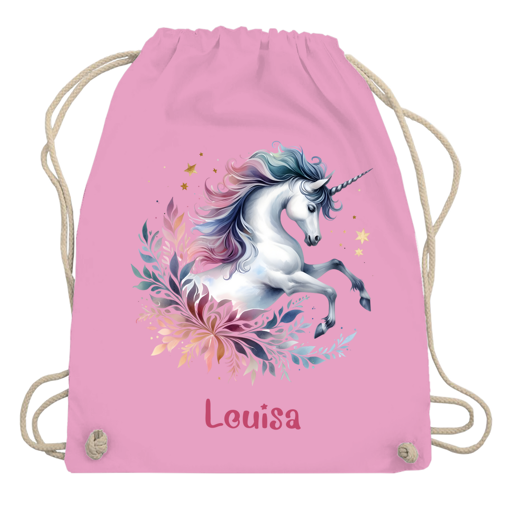 Turnbeutel Einhorn personalisiert mit Wunschname Geschenk Geburtstag
